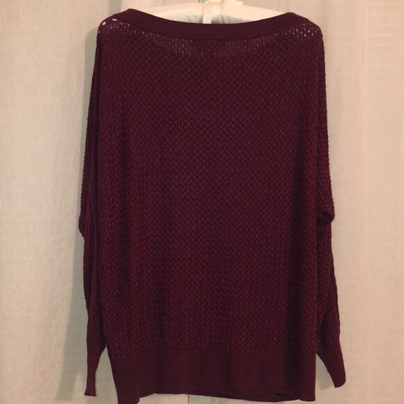Lane Bryant 14 Burgundy Open Stitch Knit Boatneck Sweater - Picture 2 of 12